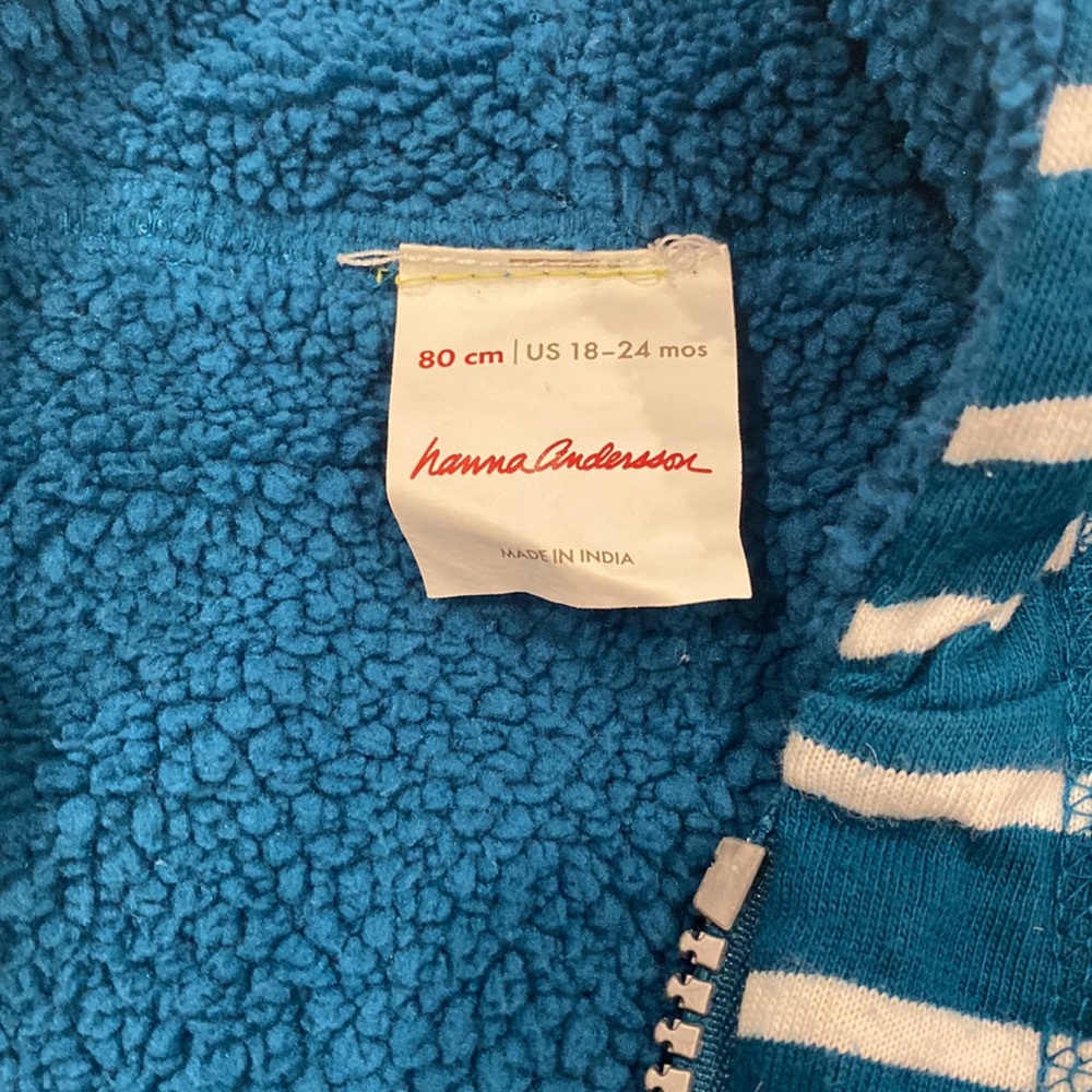 Hanna Andersson Reversible Sherpa Fleece Bunting, 18-24 months, teal - Picture 3 of 7